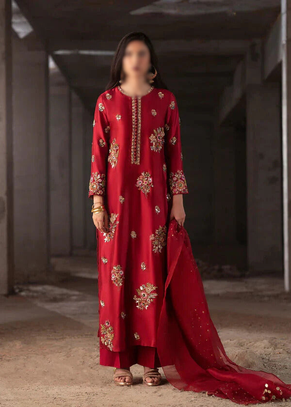 Souchaj Raw Silk Hand Embellished 3 Piece Dress - J0470